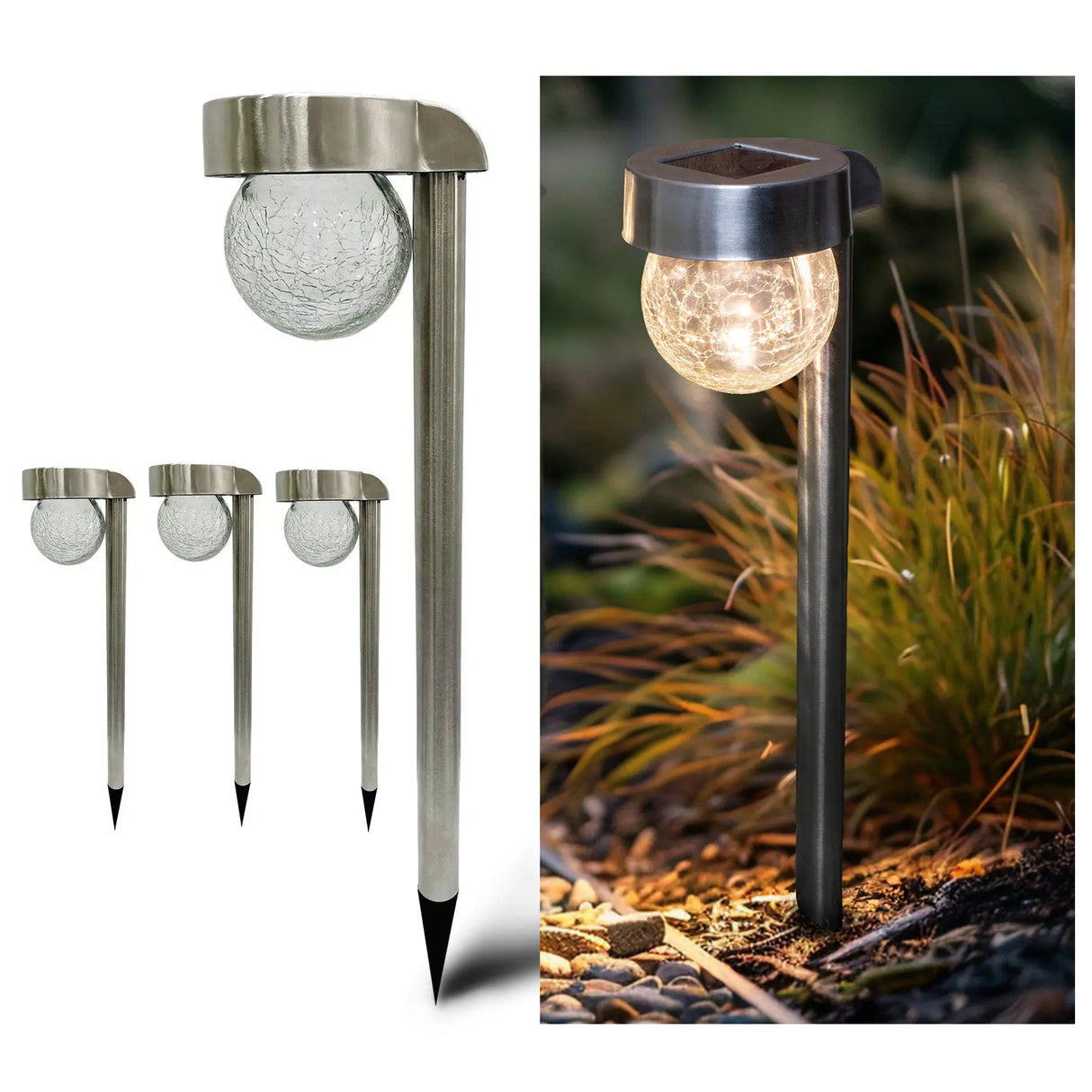 Hanging Crackle Ball Solar Pathway Light, Set of 4 ShopFGI