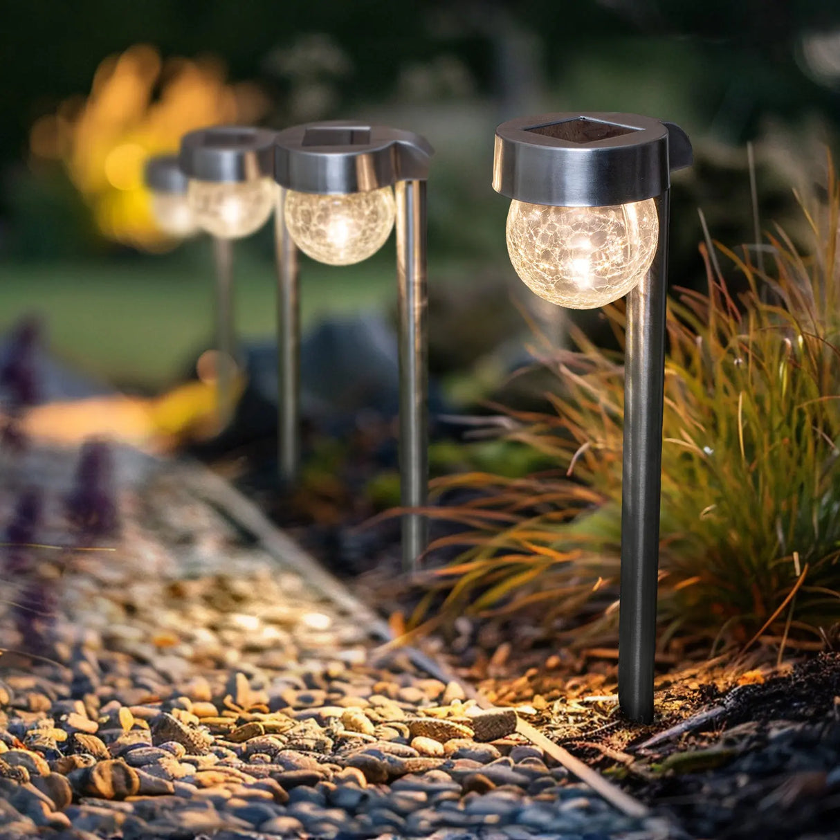 Hanging Crackle Ball Solar Pathway Light, Set of 4 ShopFGI