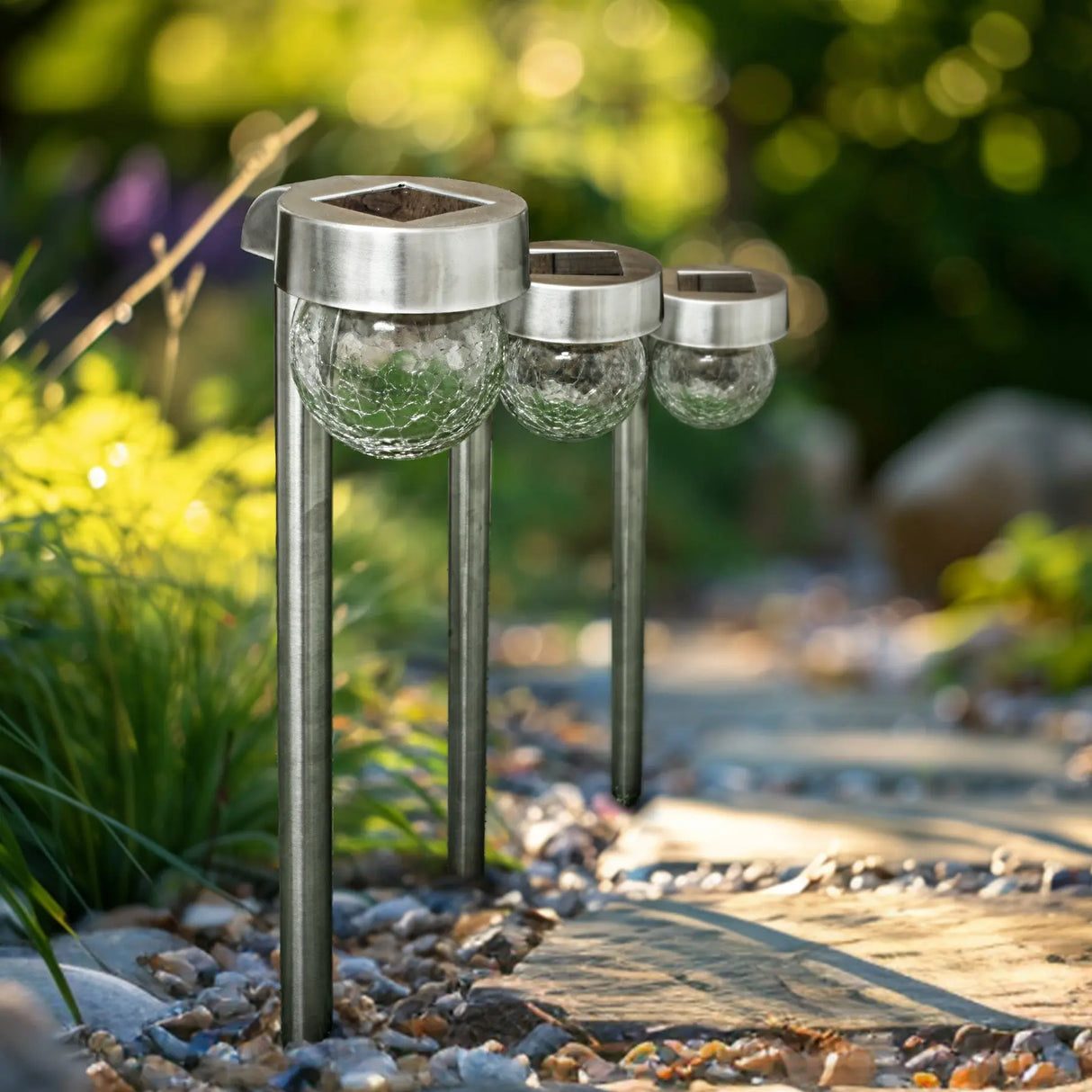 Hanging Crackle Ball Solar Pathway Light, Set of 4 ShopFGI