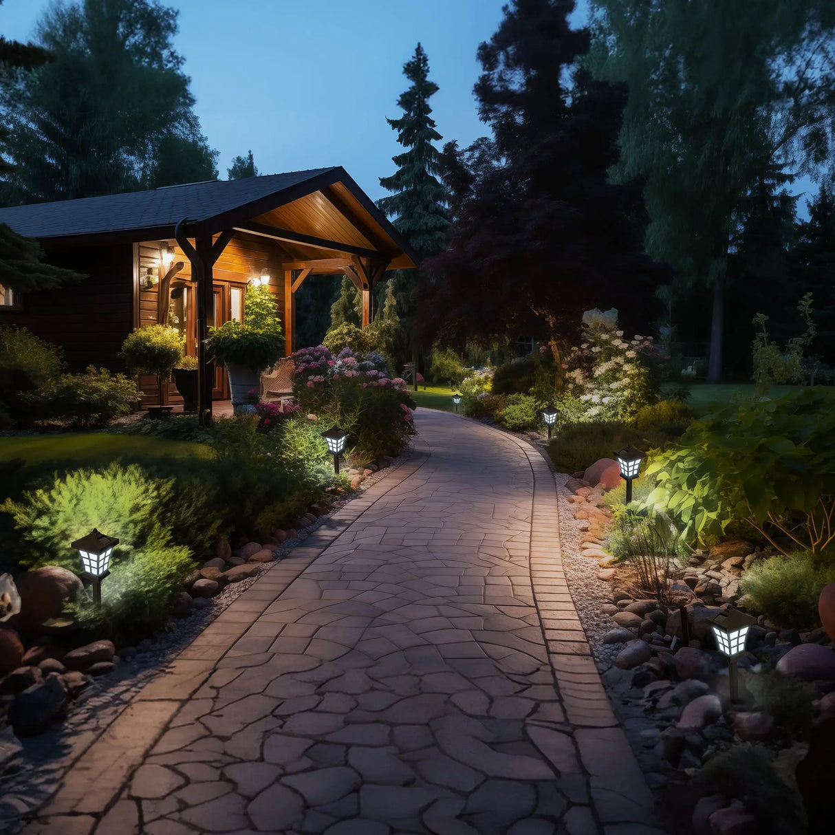 6 Pack Pagoda Solar Walkway Decorative Light, Illuminate your Garden | Perfect for Outdoor Pathways, Front Porch, Yards, Driveways (Black, Warm White) ShopFGI