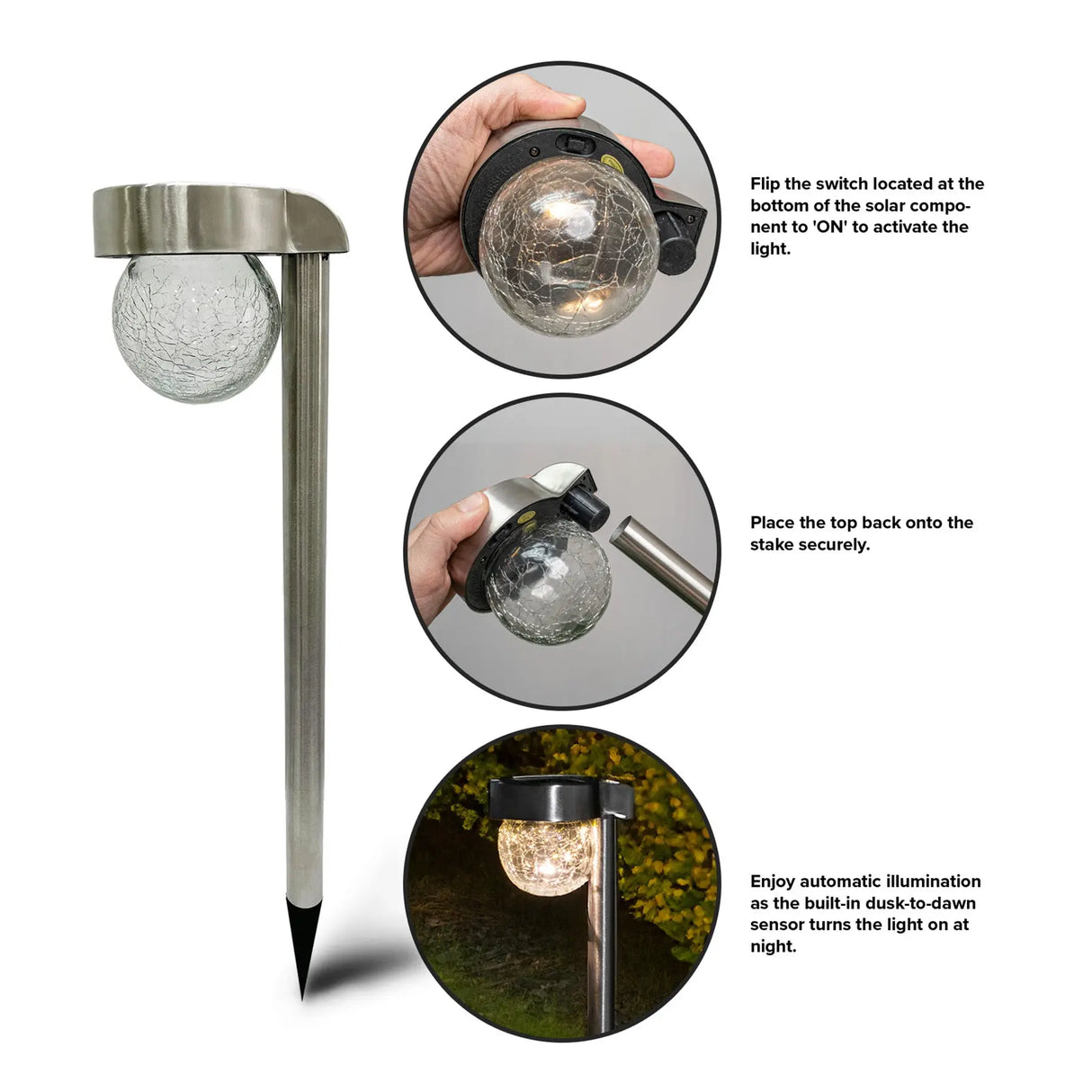Hanging Crackle Ball Solar Pathway Light, Set of 4 ShopFGI