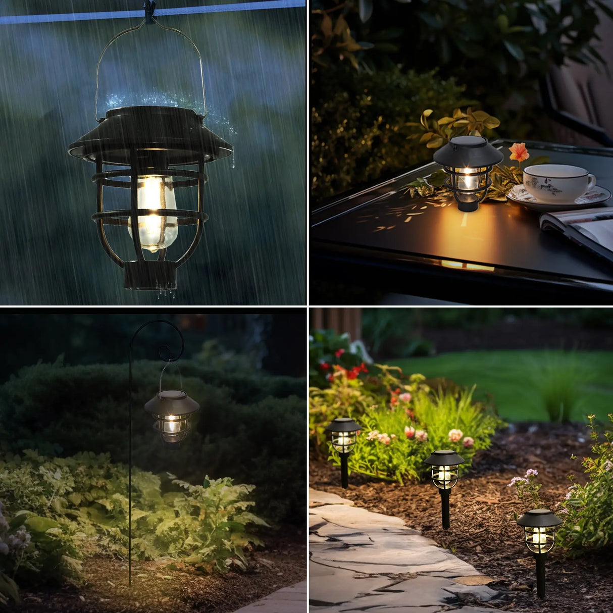 2-In-1 Solar Stake & Hanging Light, Set of 4 Crosslight