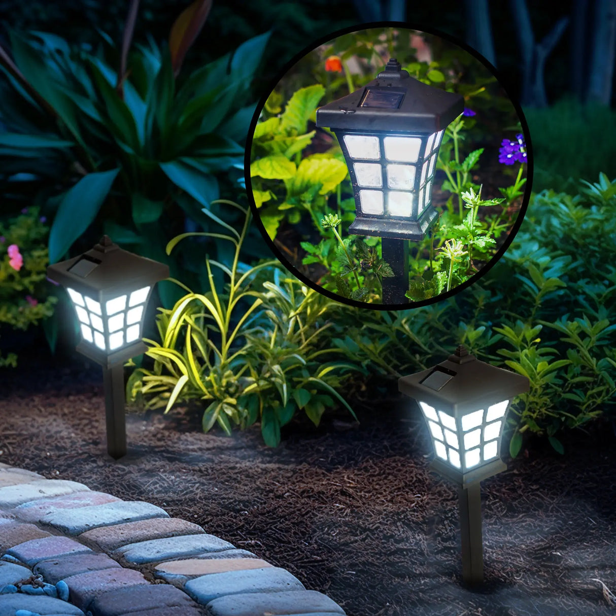 6 Pack Pagoda Solar Walkway Decorative Light, Illuminate your Garden | Perfect for Outdoor Pathways, Front Porch, Yards, Driveways (Black, Warm White) ShopFGI