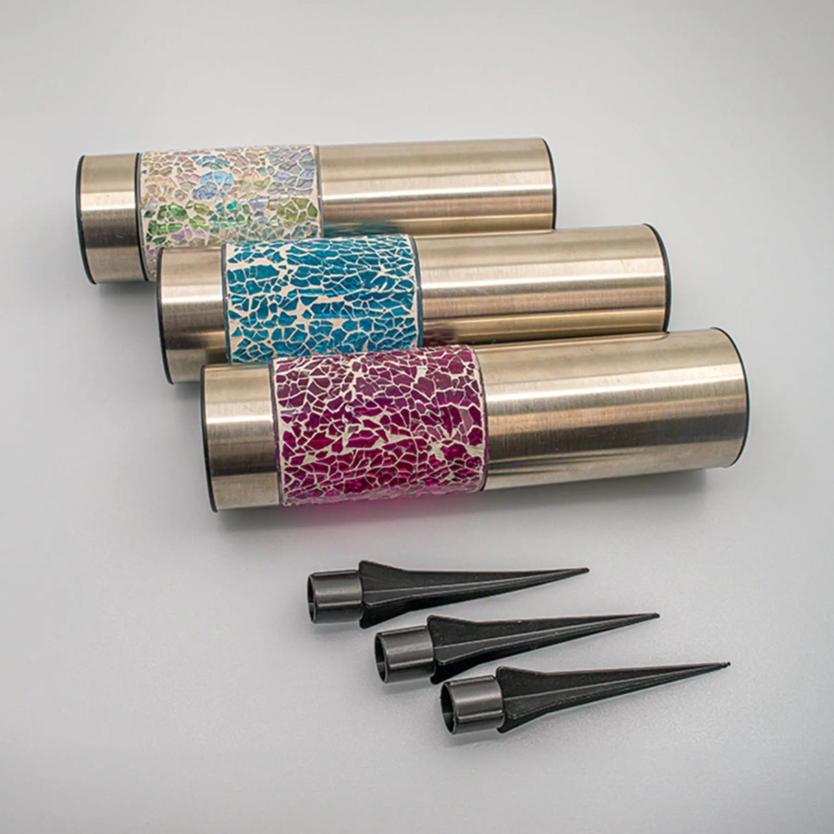 Solar Stainless Steel Pathway Lights, Set of 3 Crosslight