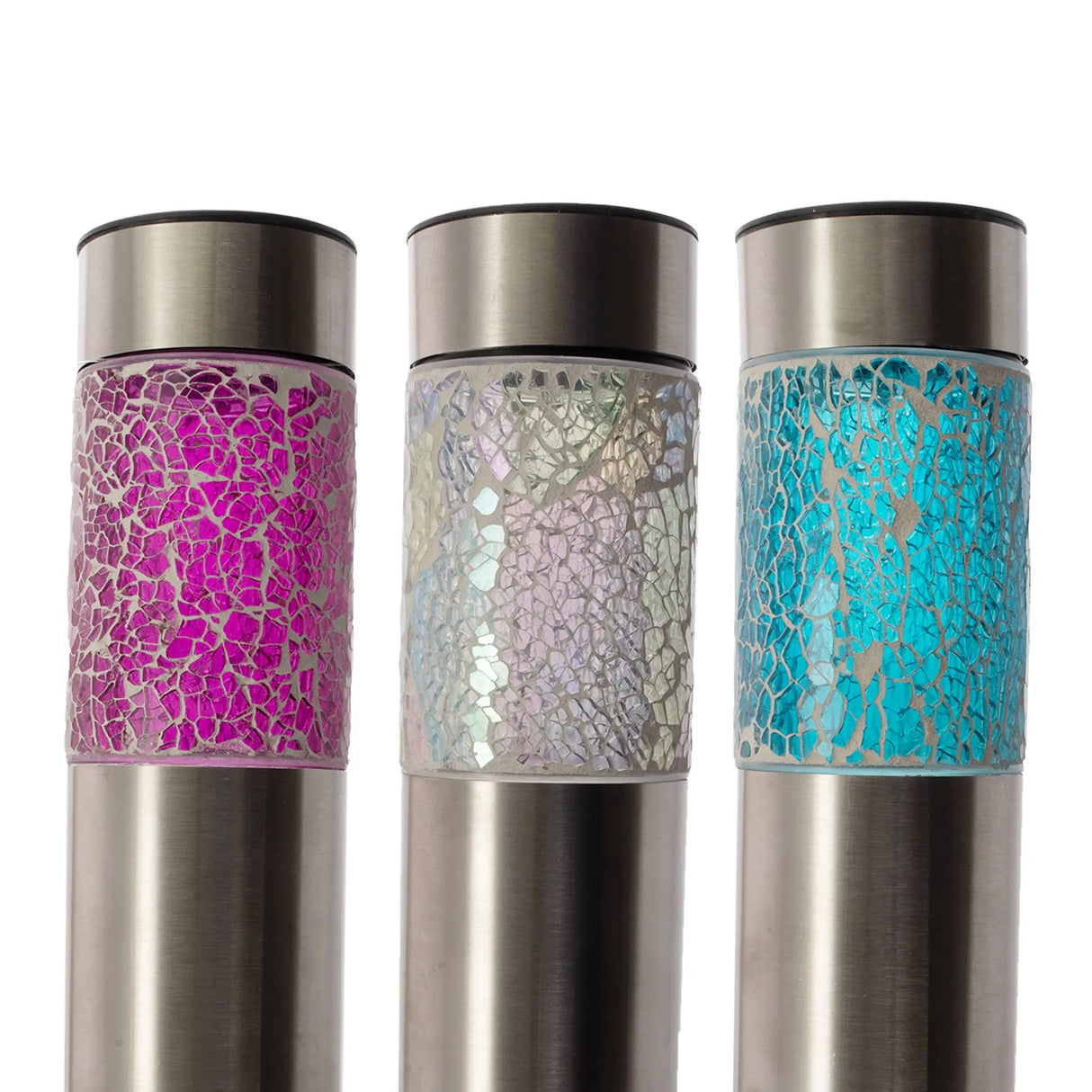 Solar Stainless Steel Pathway Lights, Set of 3 Crosslight