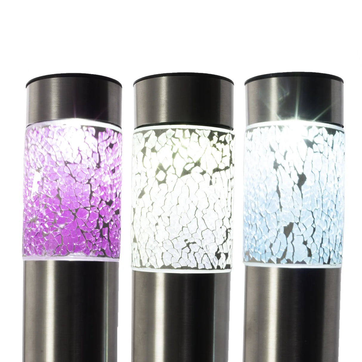 Solar Stainless Steel Pathway Lights, Set of 3 Crosslight