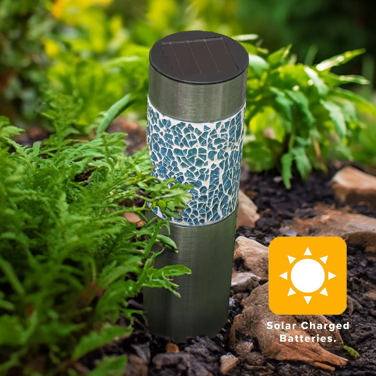 Solar Stainless Steel Pathway Lights, Set of 3 Crosslight