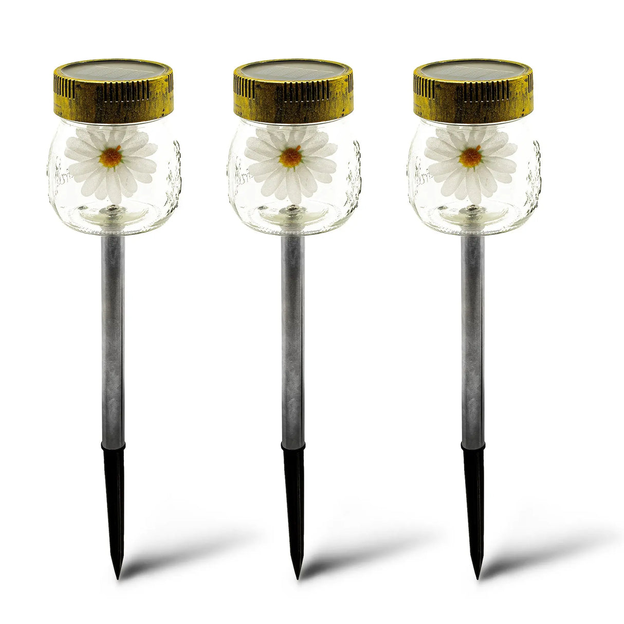 Daisy Flower Jar Solar Pathway Light, Set of 3 ShopFGI