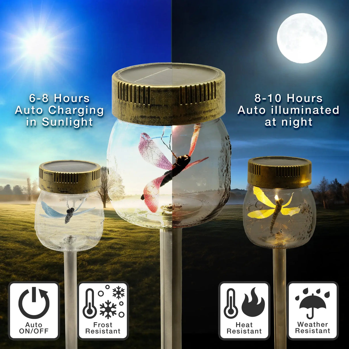 Dragonfly Jar Solar Pathway Light, Set of 3 ShopFGI