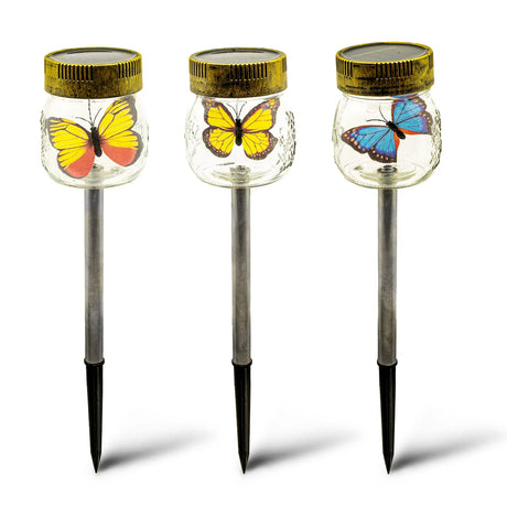 Butterfly Jar Solar Pathway Lights, Set of 3 ShopFGI