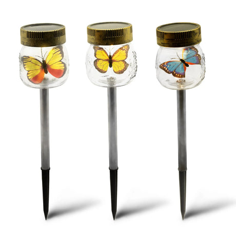Butterfly Jar Solar Pathway Lights, Set of 3 ShopFGI