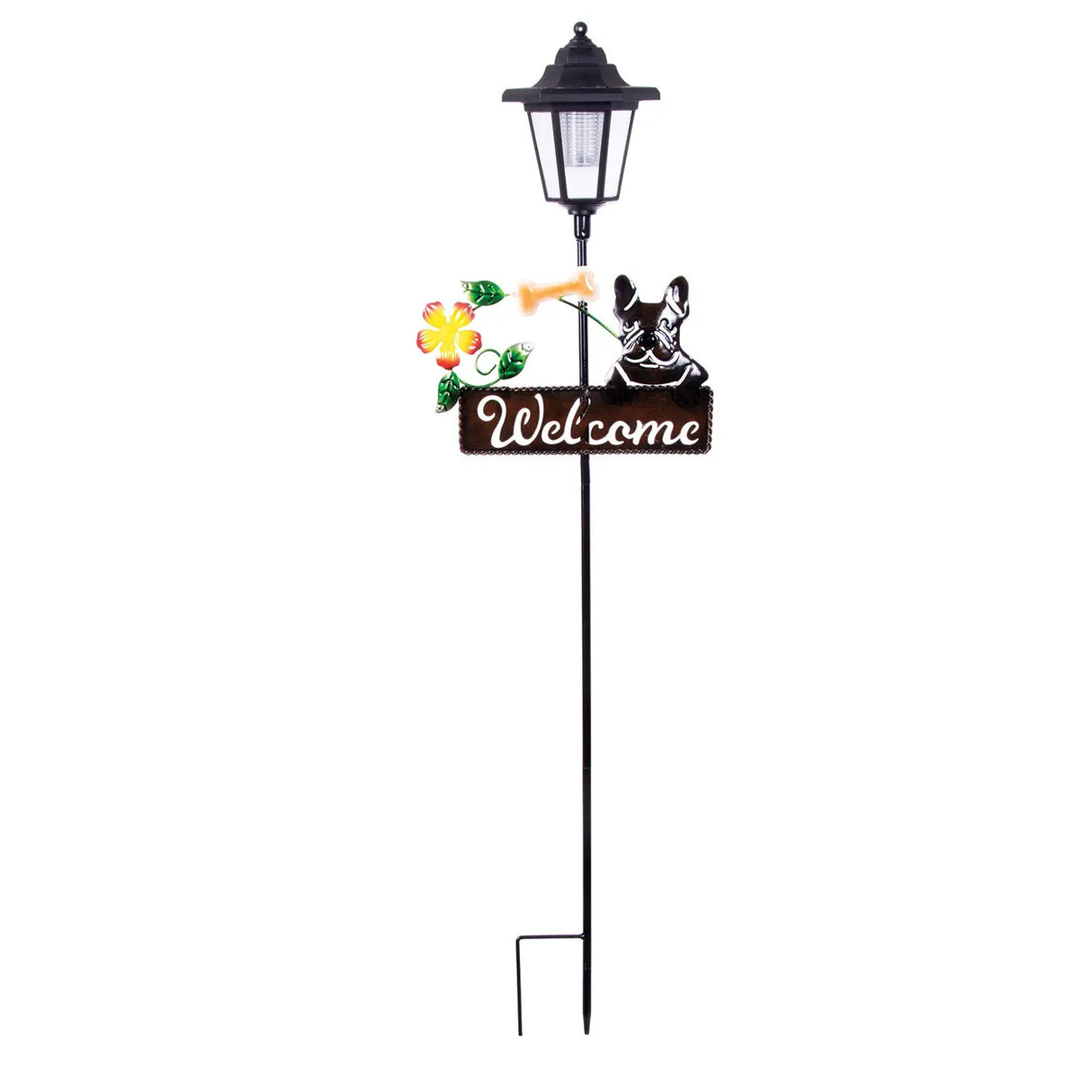 French Bulldog Welcome Sign Solar Garden Stake ShopFGI