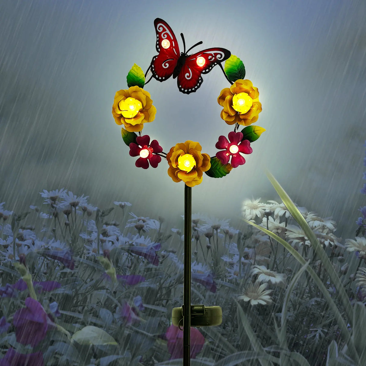 Butterfly & Flower Wreath Solar Garden Stake ShopFGI