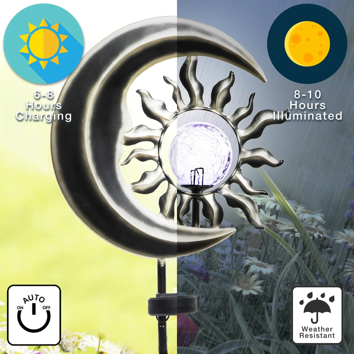 Sun & Moon Solar Garden Stake 42" ShopFGI