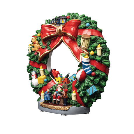 FG Square Animated Wreath - Christmas Village Accessory