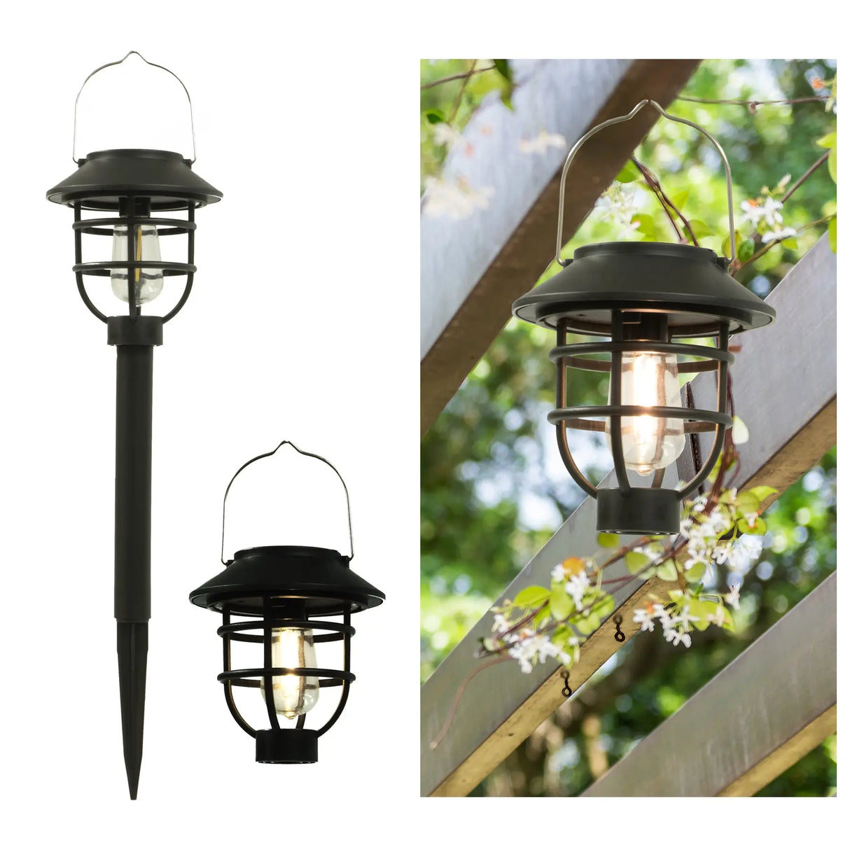 2-In-1 Solar Stake & Hanging Light, Set of 4 Crosslight