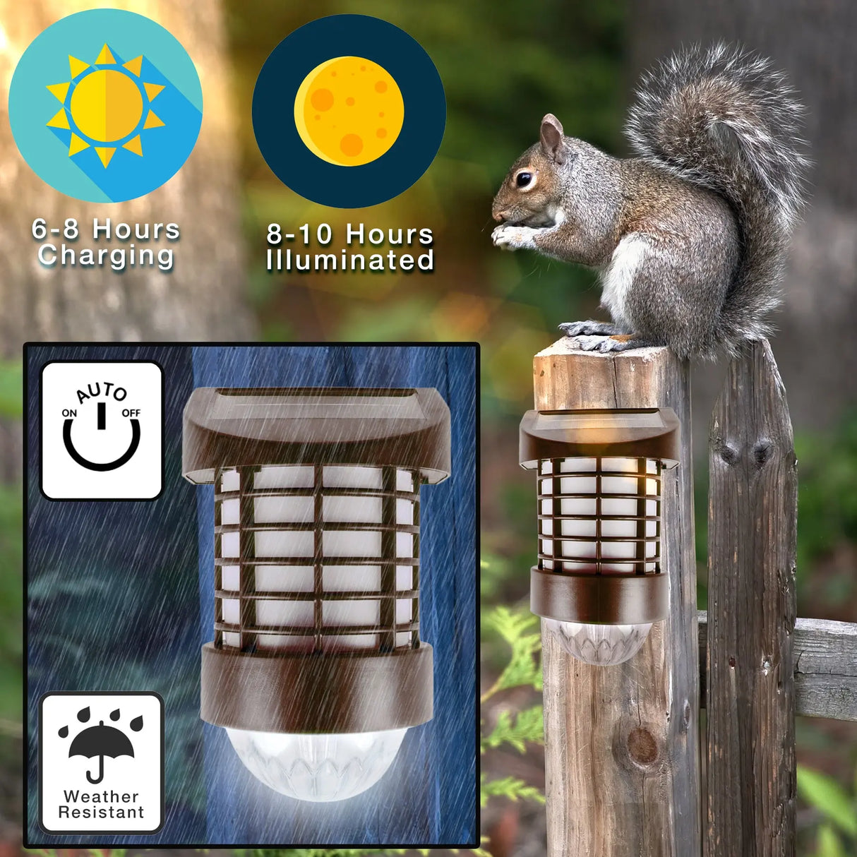 Fence Post Solar Light, Set of 4 (Brown) ShopFGI