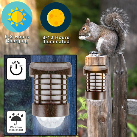 Fence Post Solar Light, Set of 4 (Brown) ShopFGI