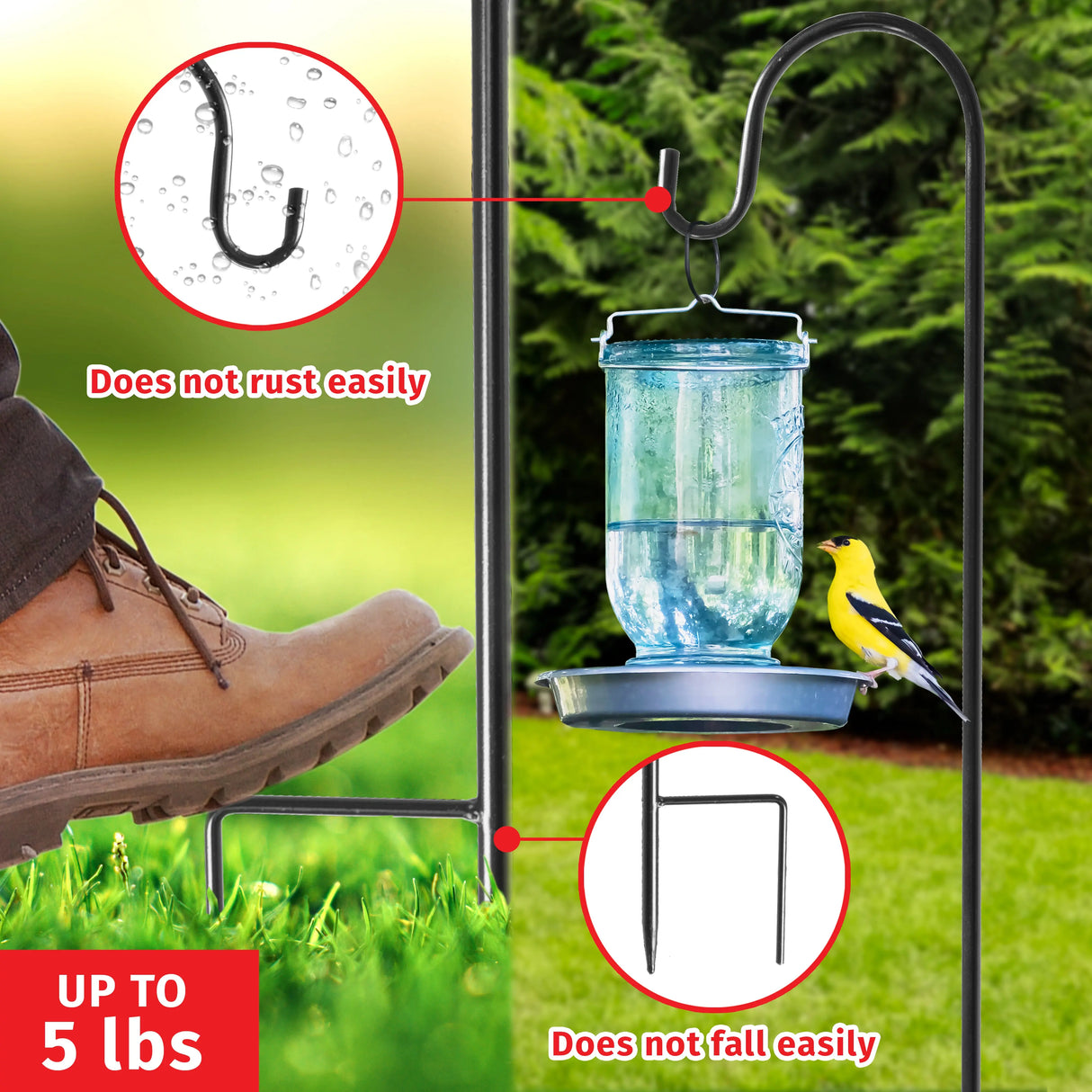 Hanging Hook Garden Stake, Set of 2 Crosslight