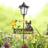 French Bulldog Welcome Sign Solar Garden Stake