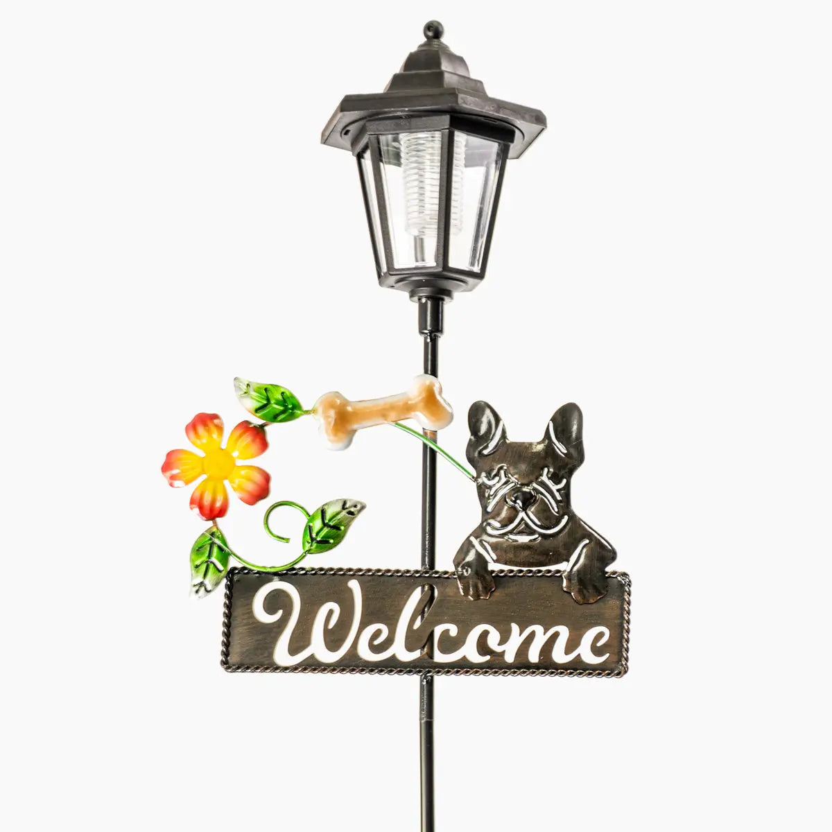 French Bulldog Welcome Sign Solar Garden Stake ShopFGI