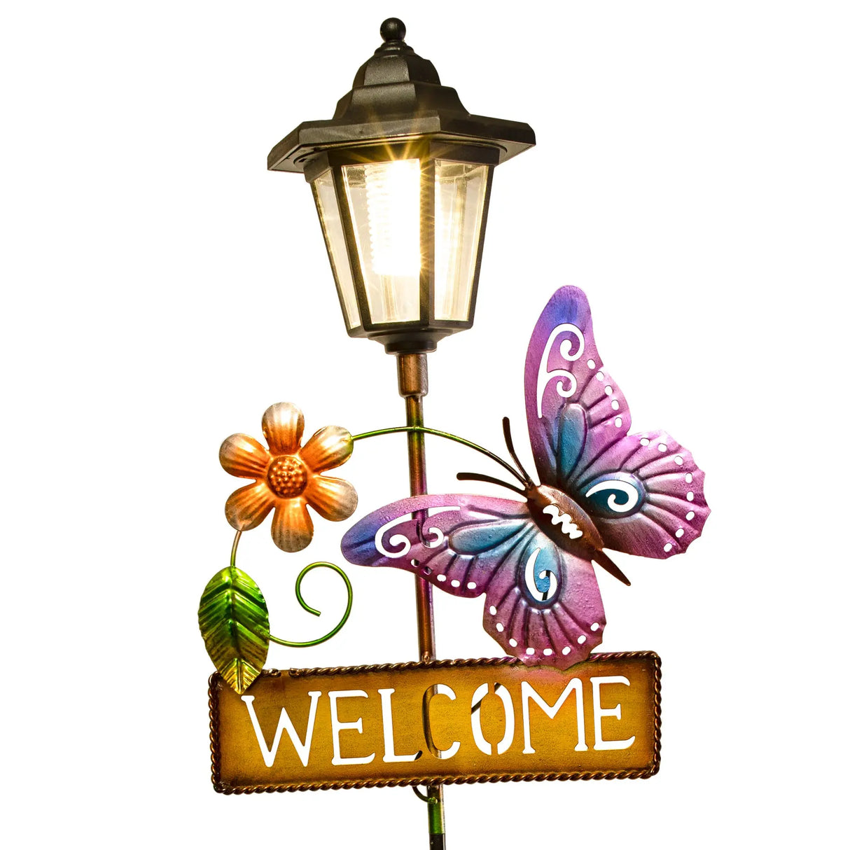 Butterfly Welcome Sign Solar Garden Stake ShopFGI