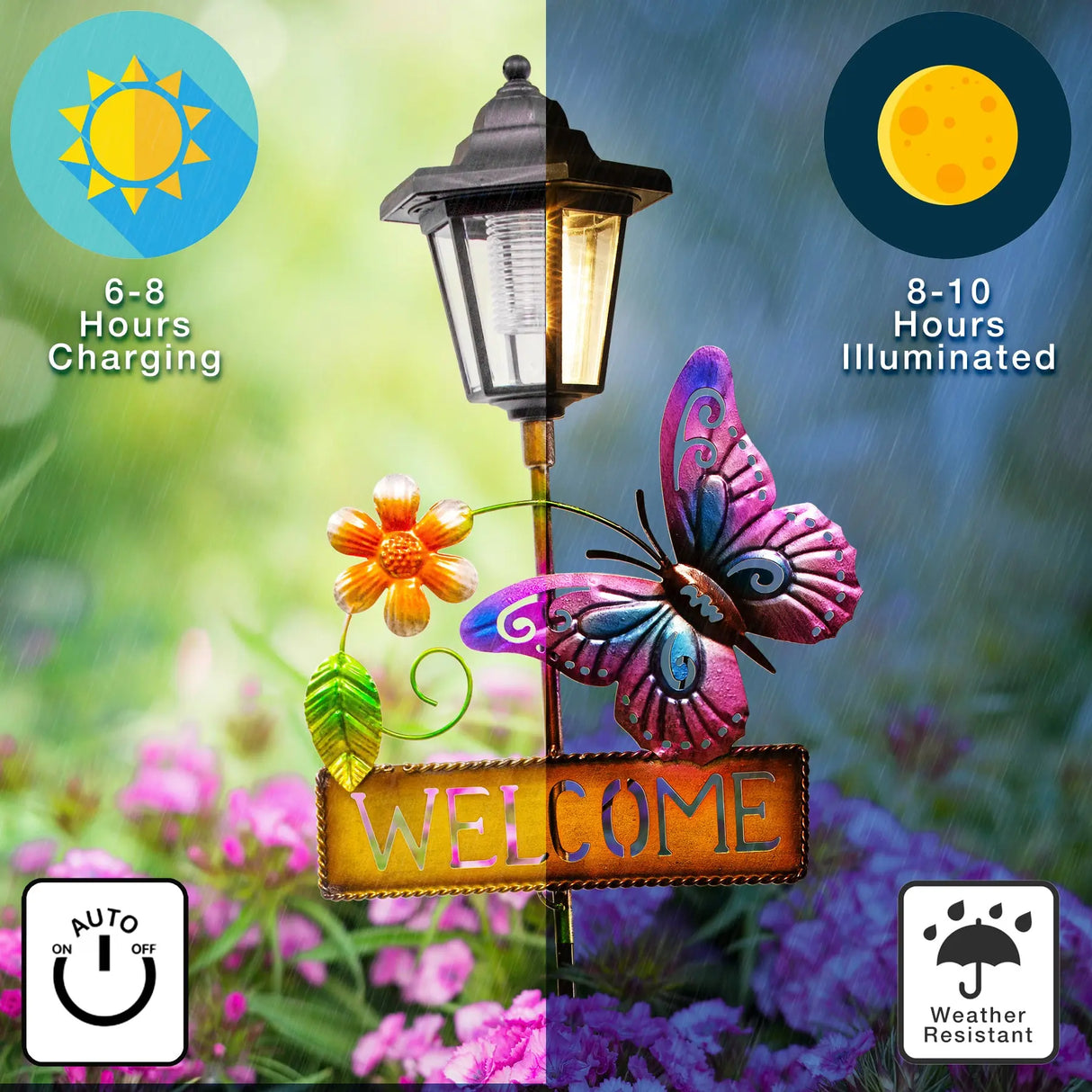 Butterfly Welcome Sign Solar Garden Stake ShopFGI