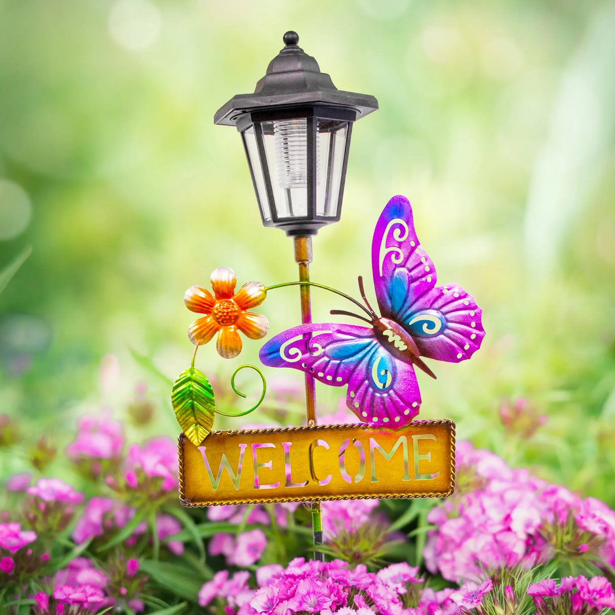 Butterfly Welcome Sign Solar Garden Stake ShopFGI