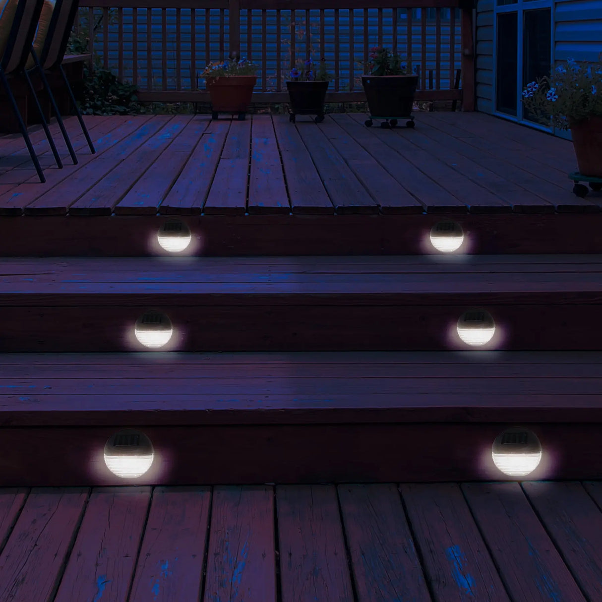 Solar Circular Deck Light, Set of 4 (Black) ShopFGI