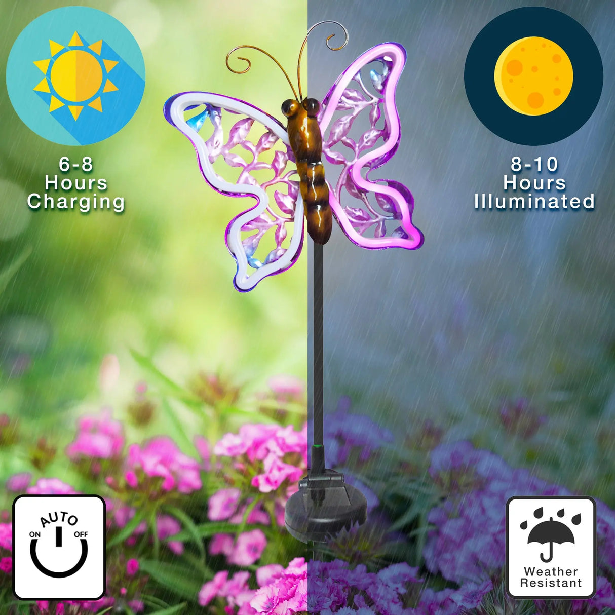 Neon Butterfly Solar Stake Light ShopFGI