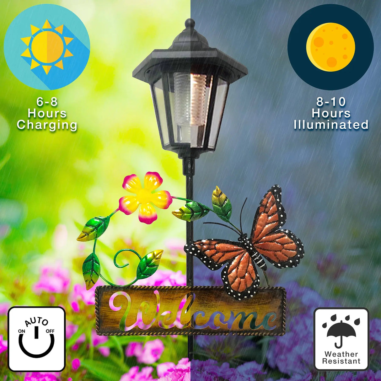 Monarch Butterfly Welcome Sign Solar Stake Light ShopFGI