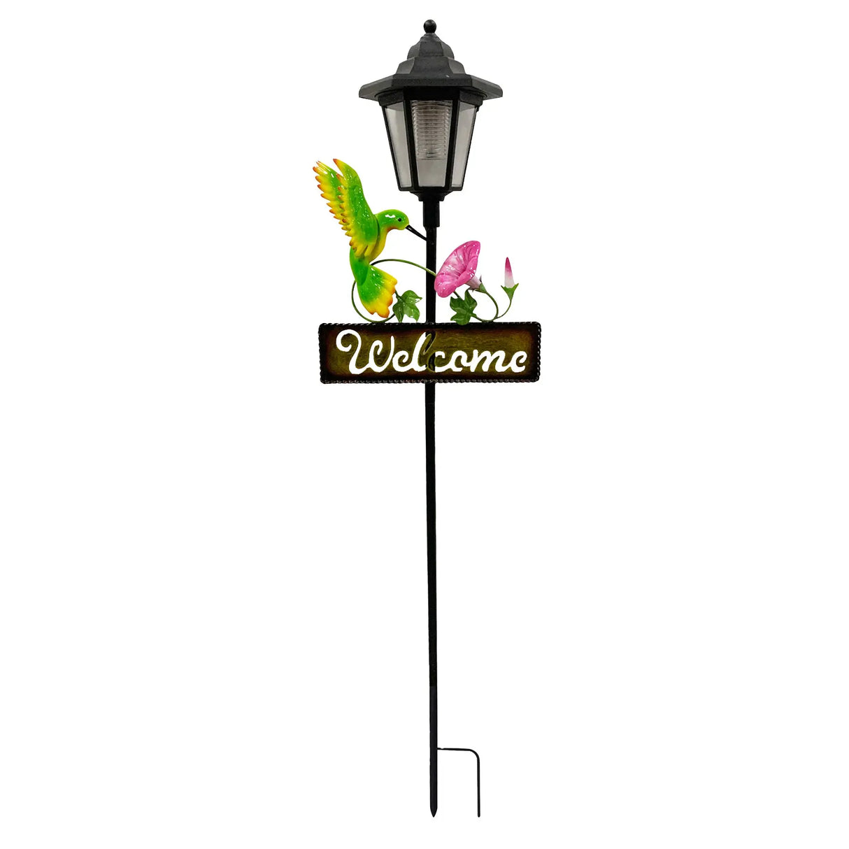 Hummingbird Welcome Sign Solar Stake Light ShopFGI