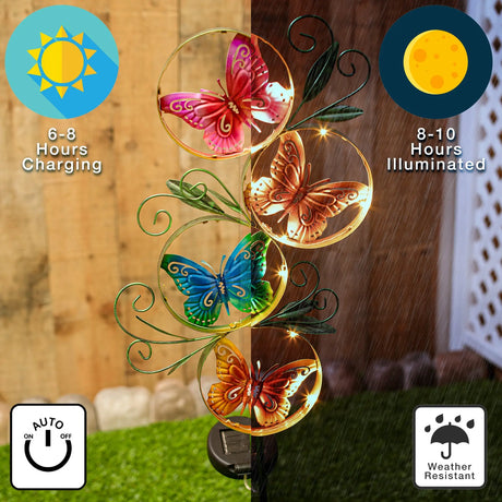 Metal Butterfly Solar Garden Stake Crosslight