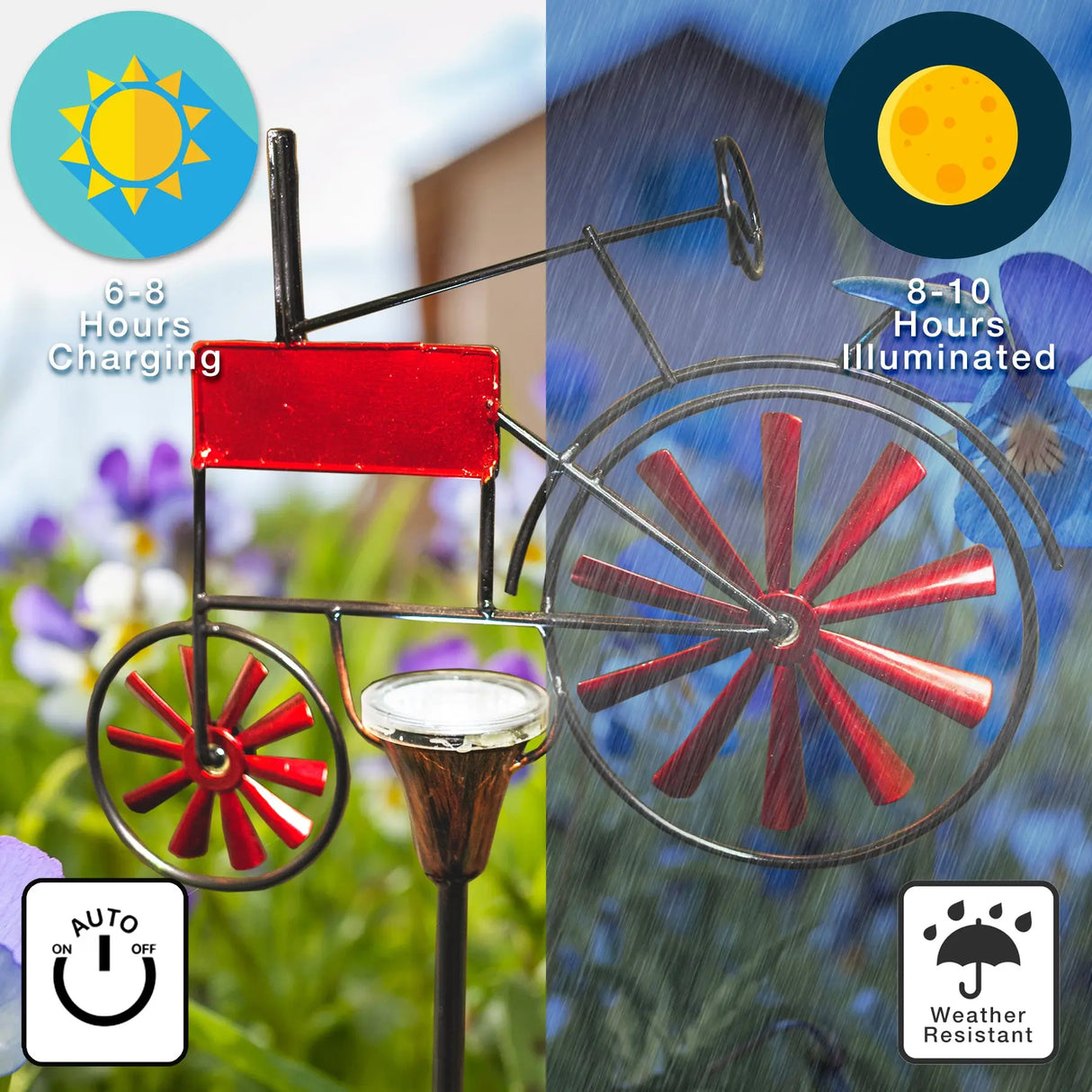 Tractor and Bike Solar Garden Stake ShopFGI