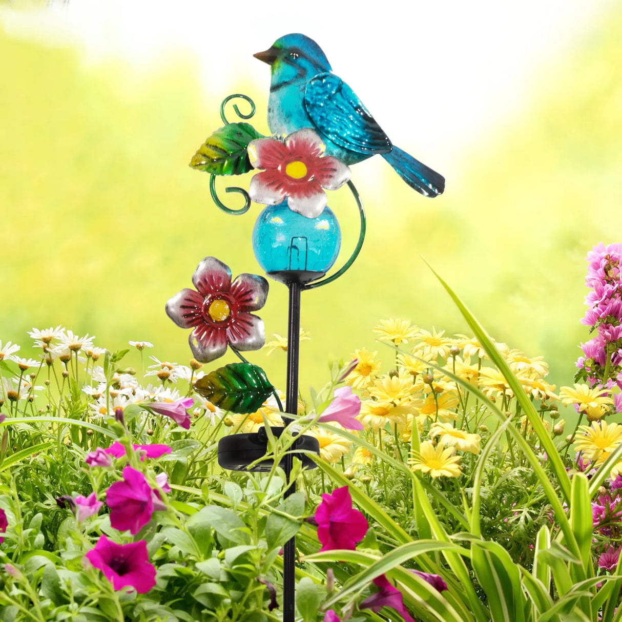 Cardinal and Blue Jay Solar Garden Stake Crosslight