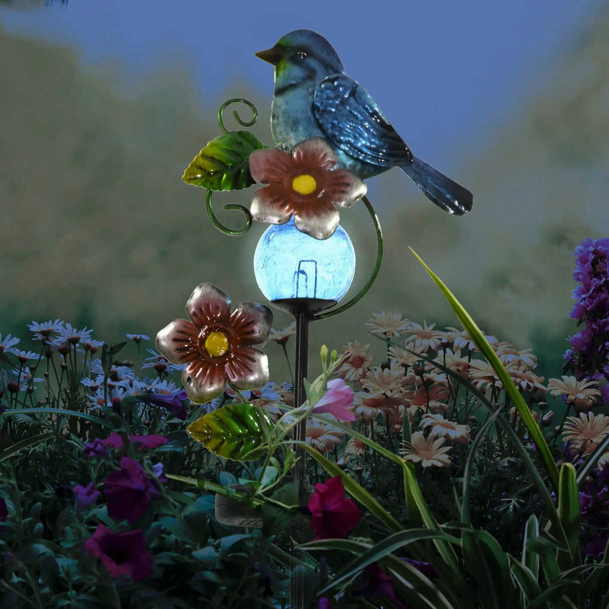 Cardinal and Blue Jay Solar Garden Stake Crosslight