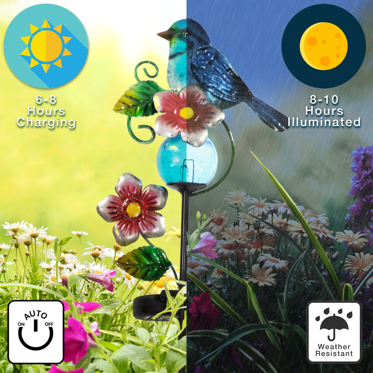 Cardinal and Blue Jay Solar Garden Stake Crosslight