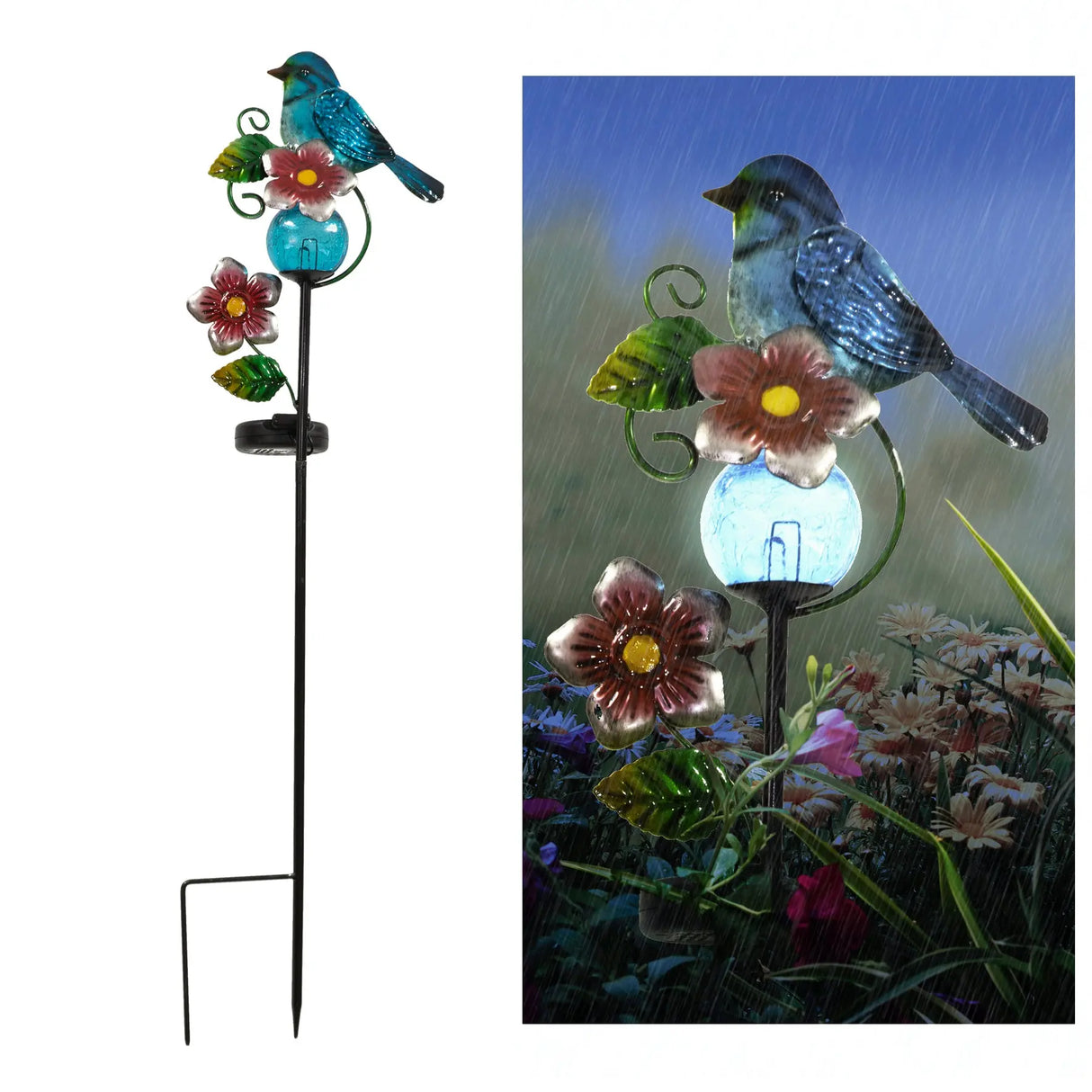 Cardinal and Blue Jay Solar Garden Stake Crosslight