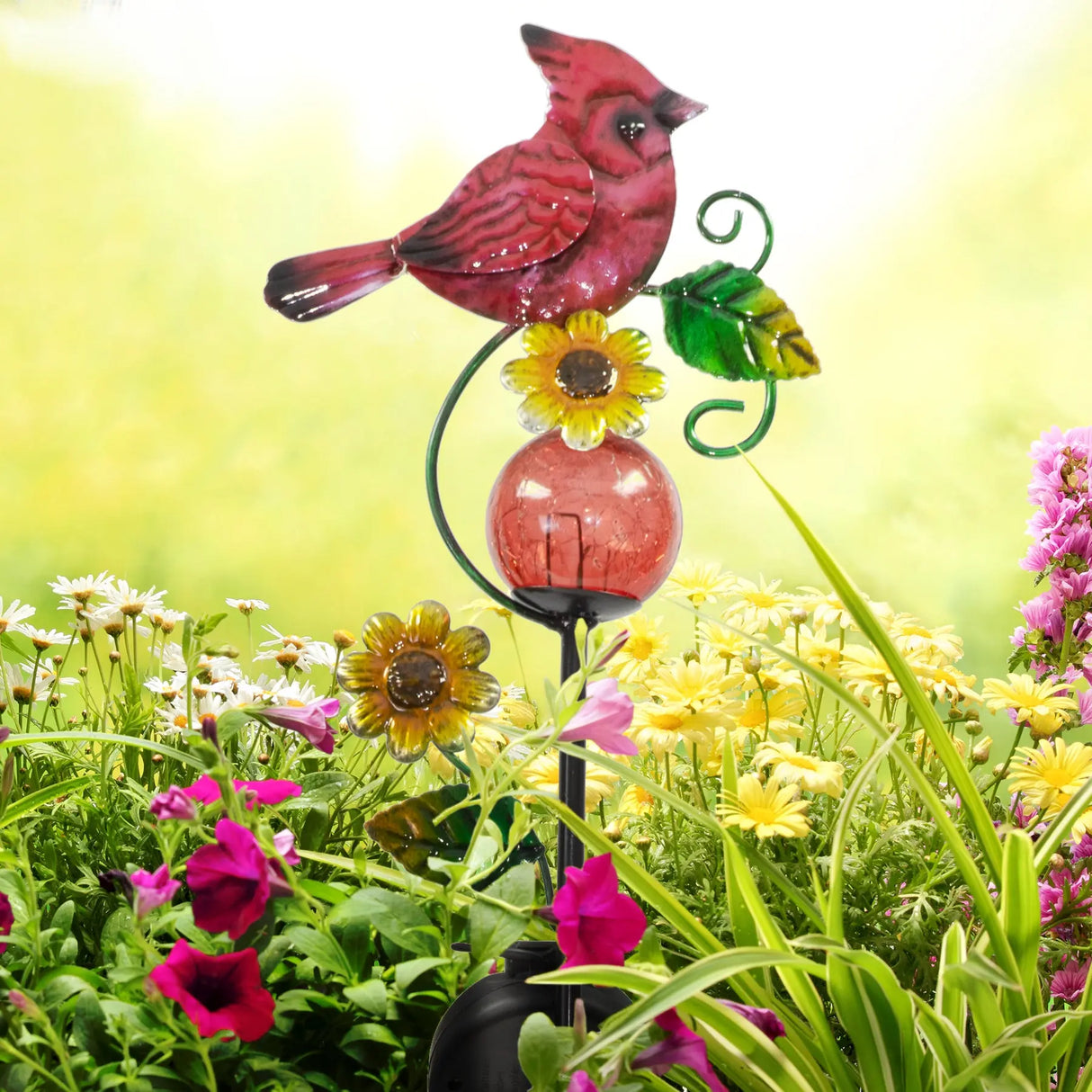 Cardinal and Blue Jay Solar Garden Stake Crosslight