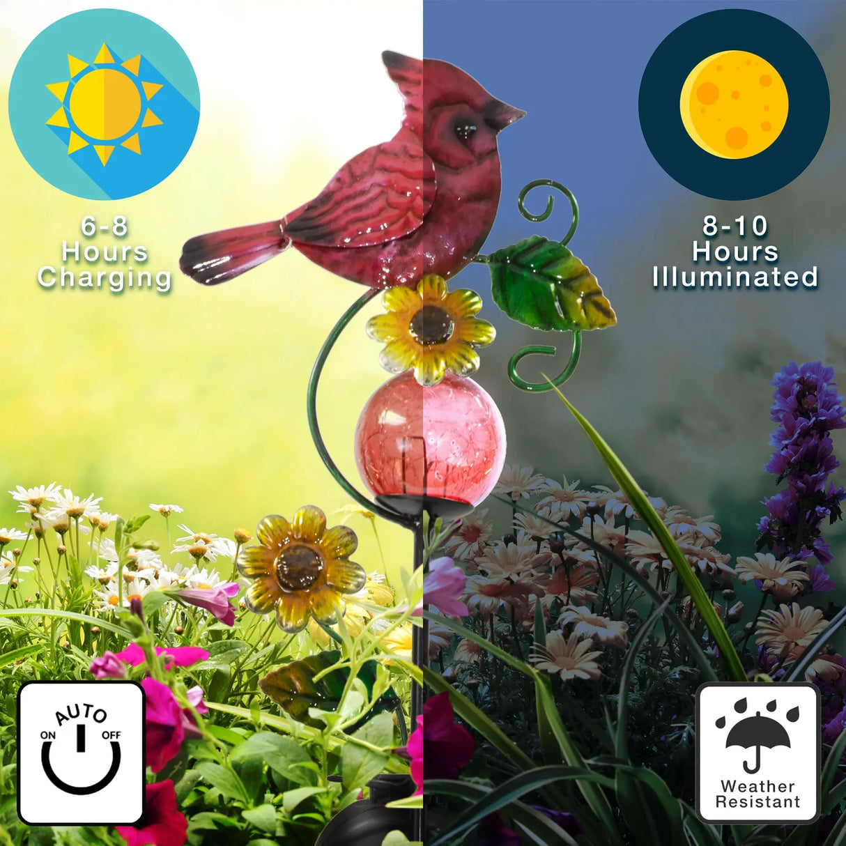 Cardinal and Blue Jay Solar Garden Stake Crosslight