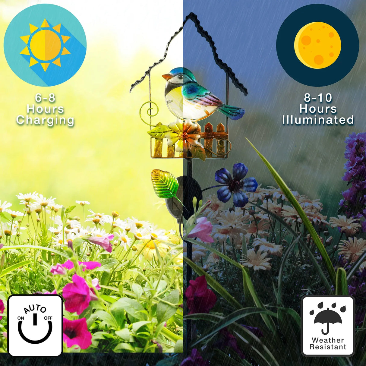 Blue Jay and Cardinal Solar Garden Stake Crosslight