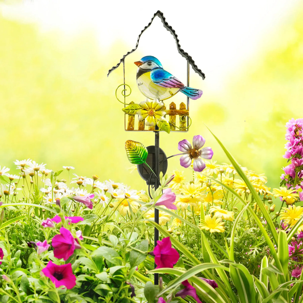 Blue Jay and Cardinal Solar Garden Stake Crosslight