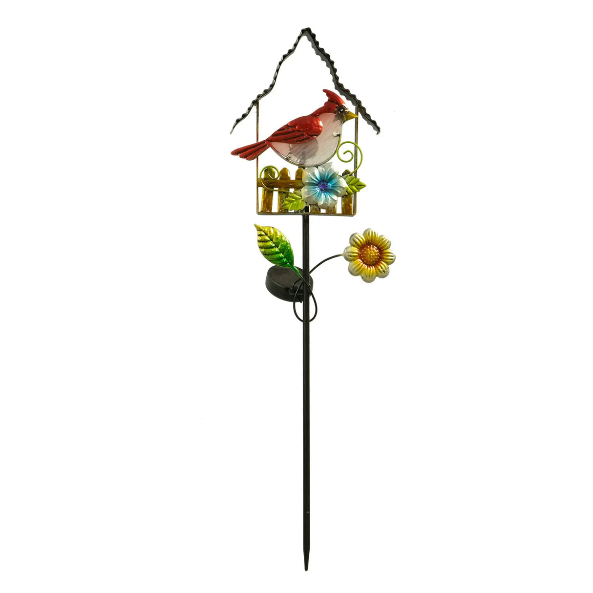 Blue Jay and Cardinal Solar Garden Stake Crosslight