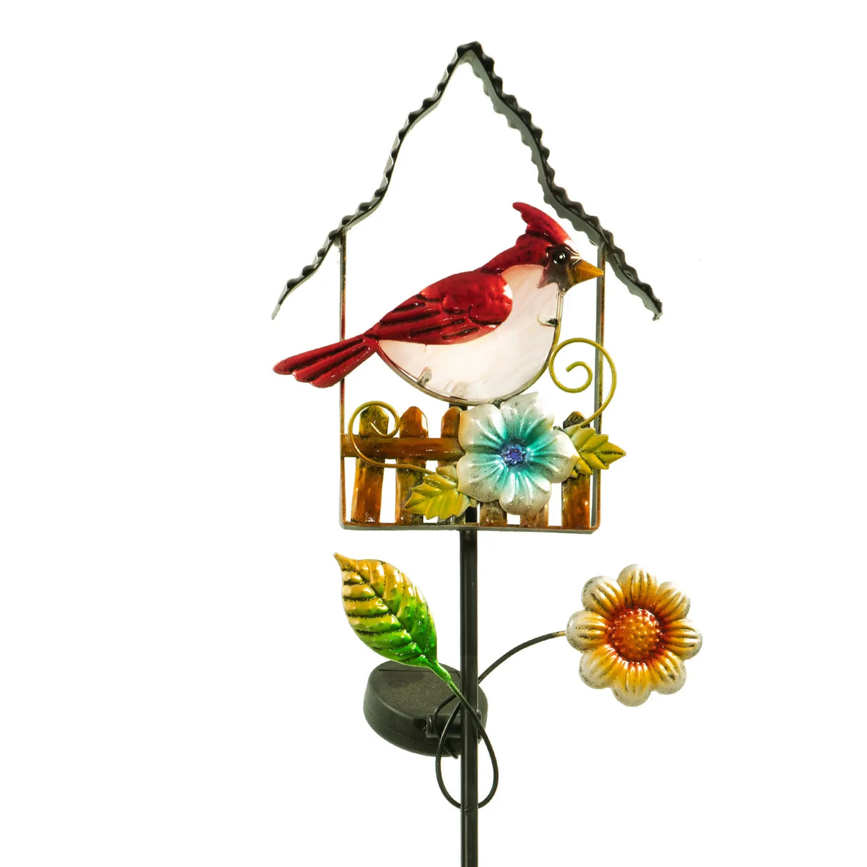 Blue Jay and Cardinal Solar Garden Stake Crosslight