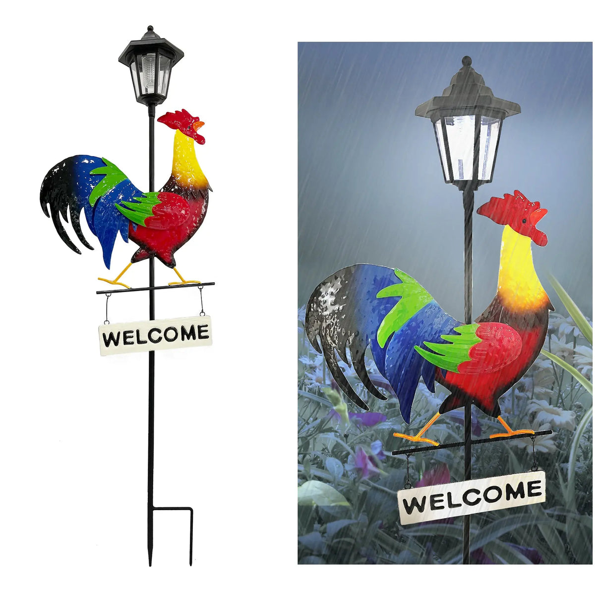 Rooster Welcome Sign Solar Stake Light ShopFGI