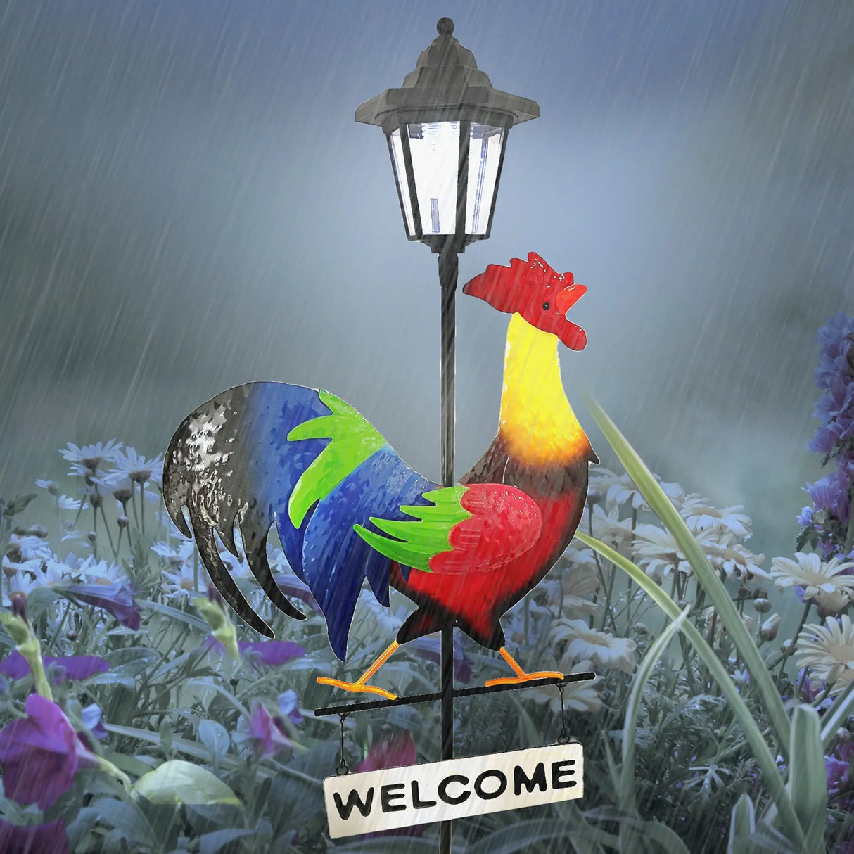 Rooster Welcome Sign Solar Stake Light ShopFGI