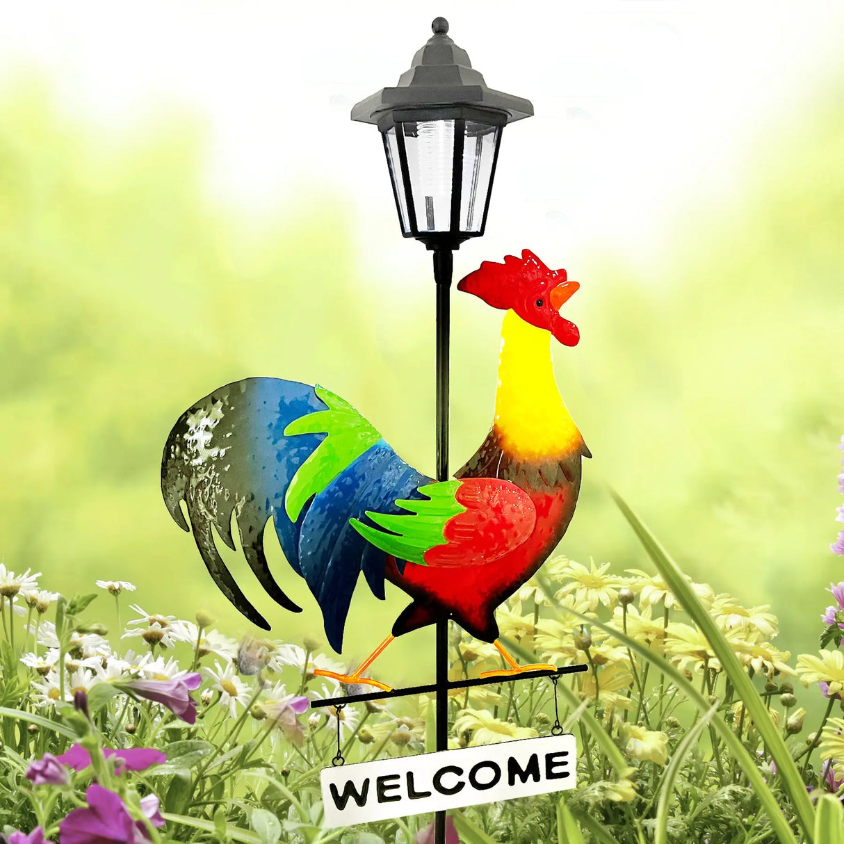 Rooster Welcome Sign Solar Stake Light ShopFGI