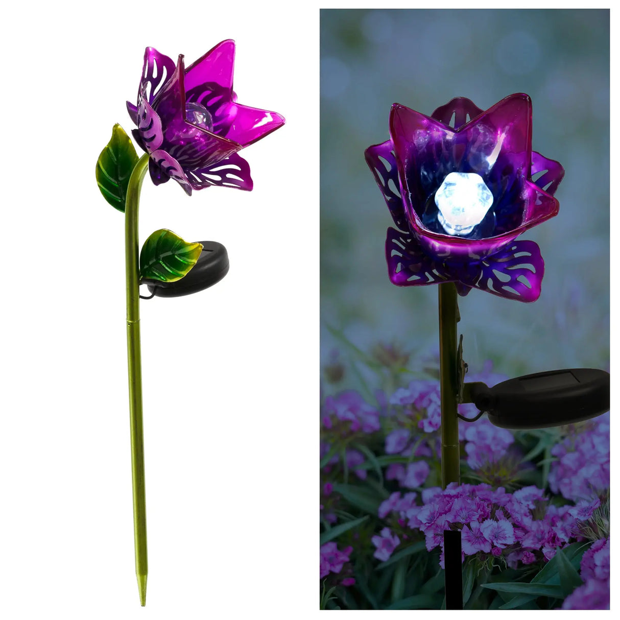 Flower Solar Garden Stake, Set of 1 Crosslight