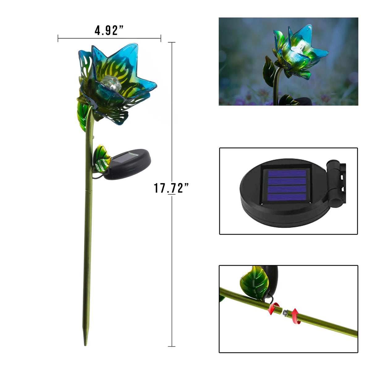 Flower Solar Garden Stake, Set of 1 Crosslight