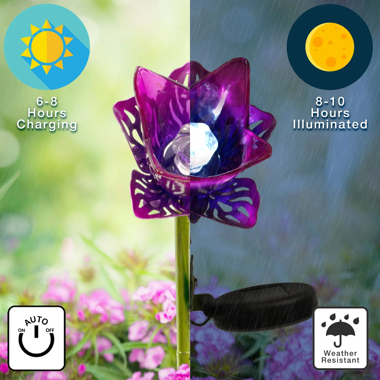 Flower Solar Garden Stake, Set of 1 Crosslight